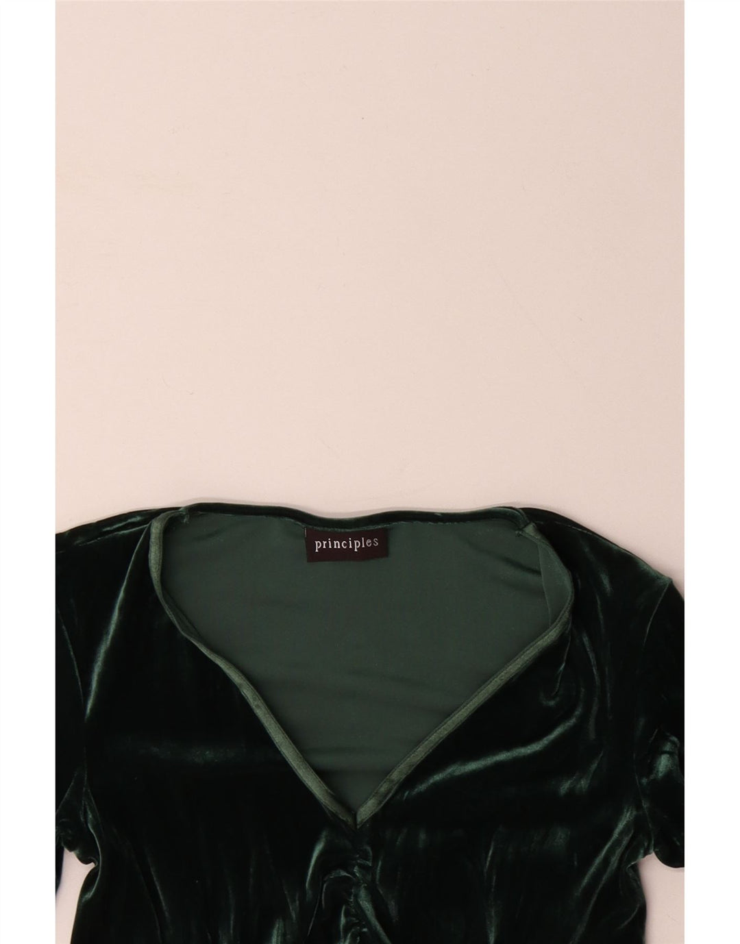 PRINCIPLES Camicetta in velluto a maniche lunghe da donna UK 10 Piccolo verde floreale