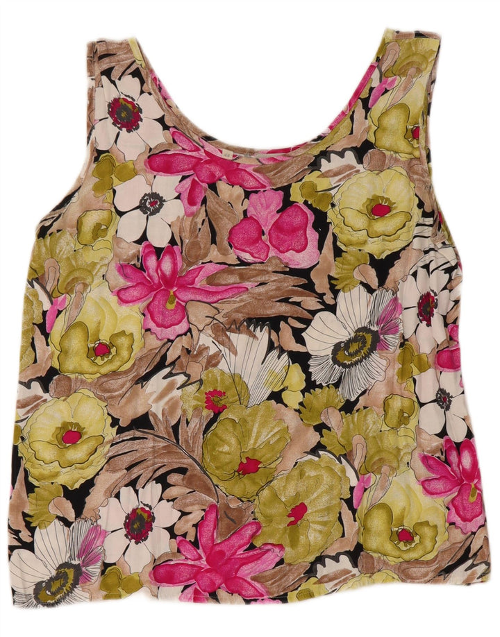 Camicetta senza maniche corta da donna vintage IT 44 floreale medio multicolore