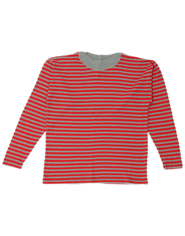 Maglione maglione girocollo da donna vintage UK 16 lana a righe rosse grandi