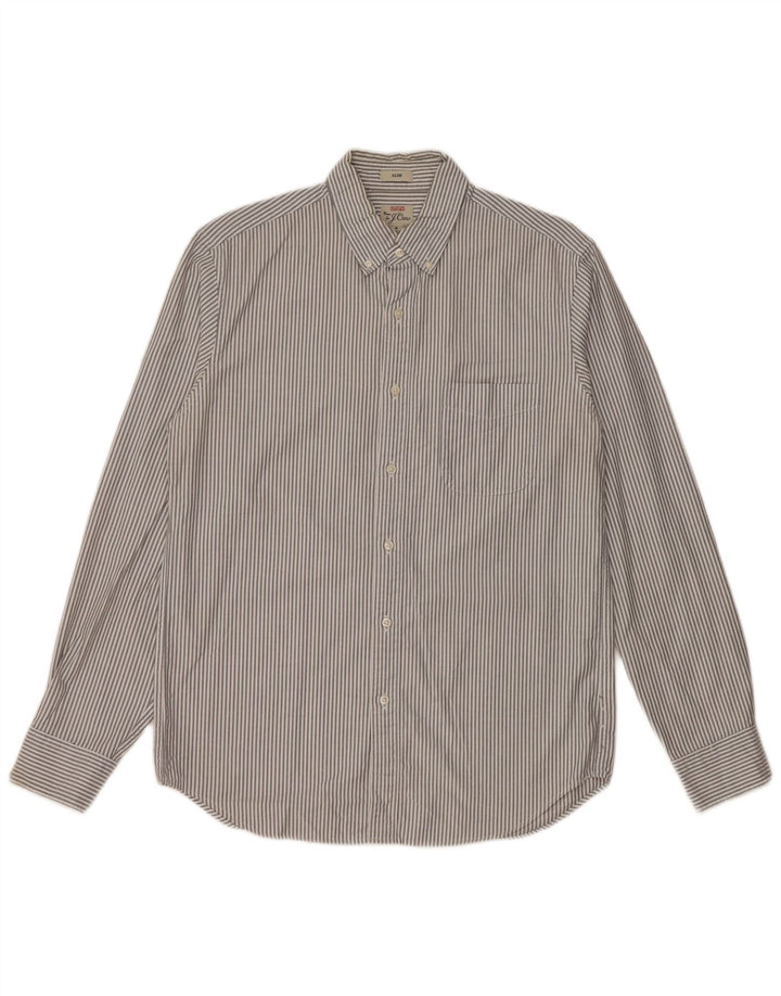 J. CREW Camicia da uomo Oxford slim fit in cotone gessato grigio medio