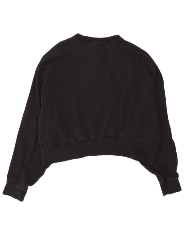 Nike Womens Crop Oversized Sweatshirt Jumper UK 10 Small Black Cotton