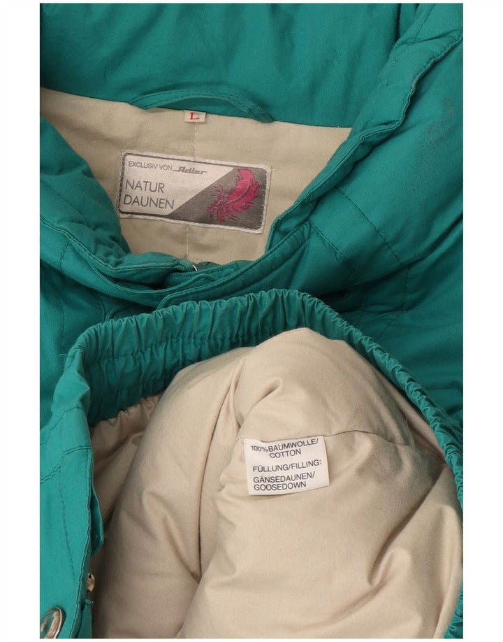 Giacca imbottita da uomo vintage UK 40 grande in cotone turchese