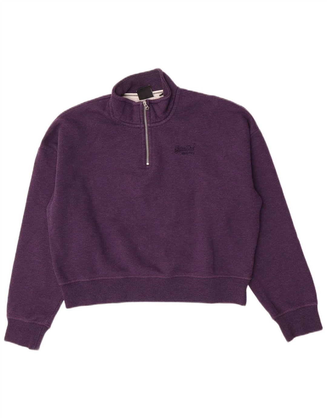 Felpa corta da donna oversize Superdry, maglione UK 14 grande viola