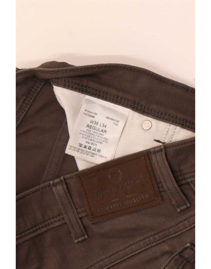 Jeans dritti regolari da uomo Wrangler W36 L34 cotone marrone