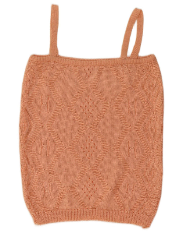 Top vintage da donna in maglia corta in maglia UK 10 piccolo rosa geometrico