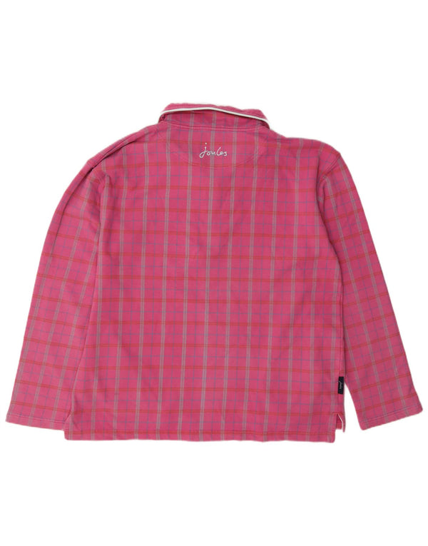Felpa da donna Joules con collo con zip, maglione UK 16, cotone a quadri grandi rosa