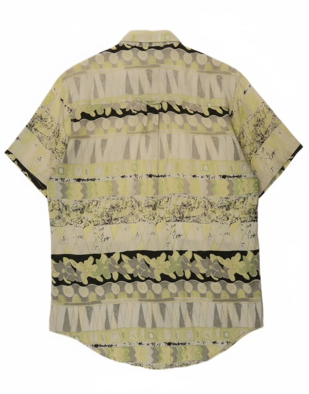 Camicia vintage da uomo a maniche corte verde medio geometrica