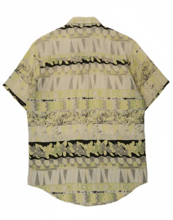 Camicia vintage da uomo a maniche corte verde medio geometrica