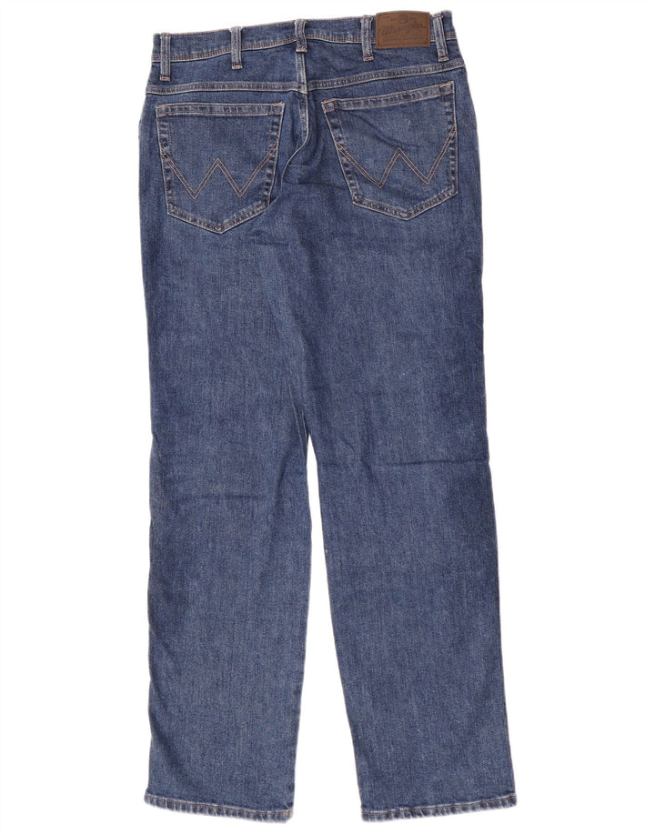 Jeans dritti da uomo Wrangler vestibilità regolare W33 L34 cotone blu
