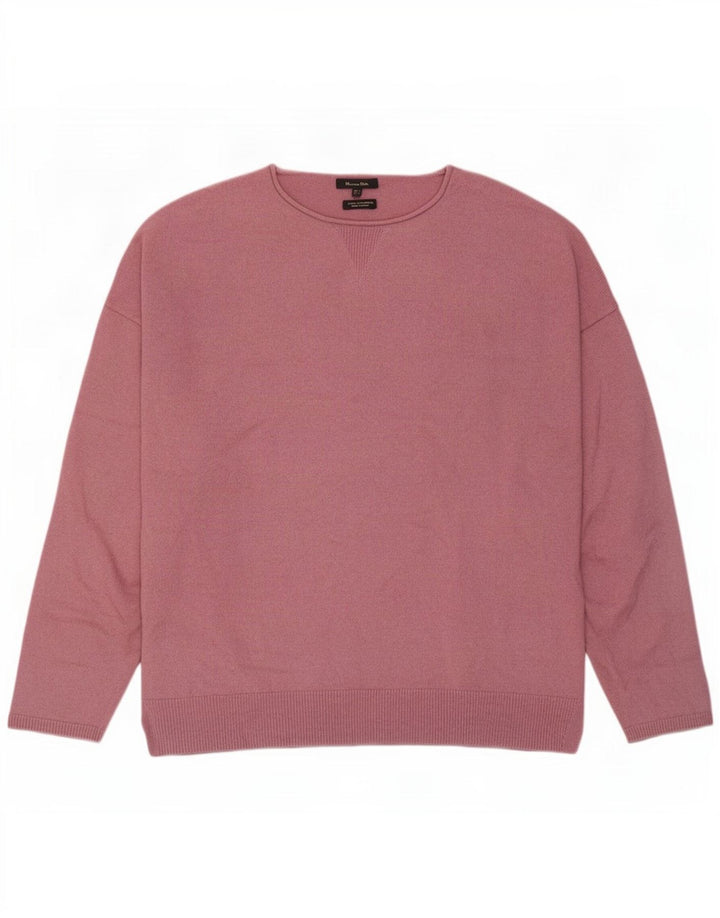Massimo Dutti Maglione da uomo con scollo a barchetta, grande, in lana rosa