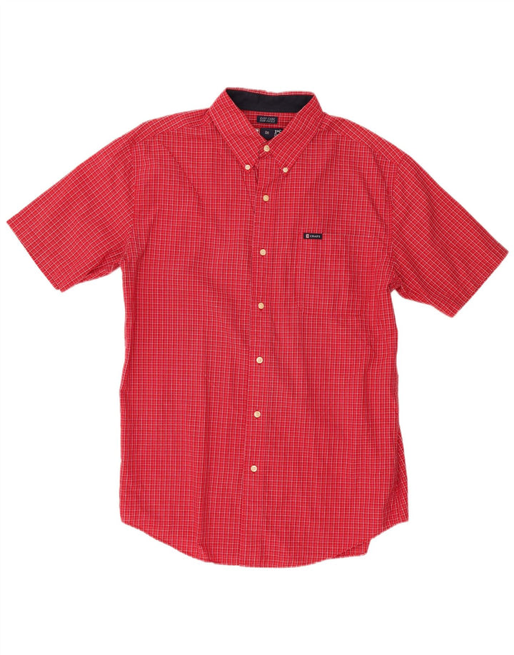 CHAPS Camicia a maniche corte da uomo in cotone a quadri rossi grandi
