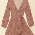 PULL & BEAR Womens Long Sleeve A-Line Dress UK 8 Small Burgundy Floral Vintage Pull & Bear and Second-Hand Pull & Bear from Messina Hembry 