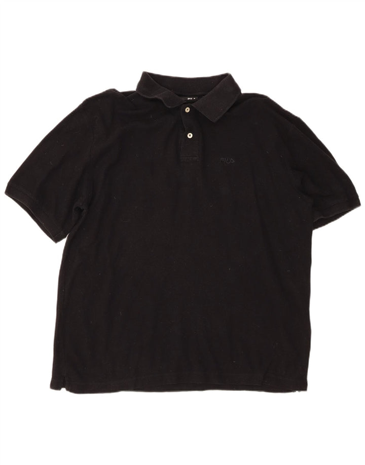 FILA Mens Polo Shirt Large Black Cotton