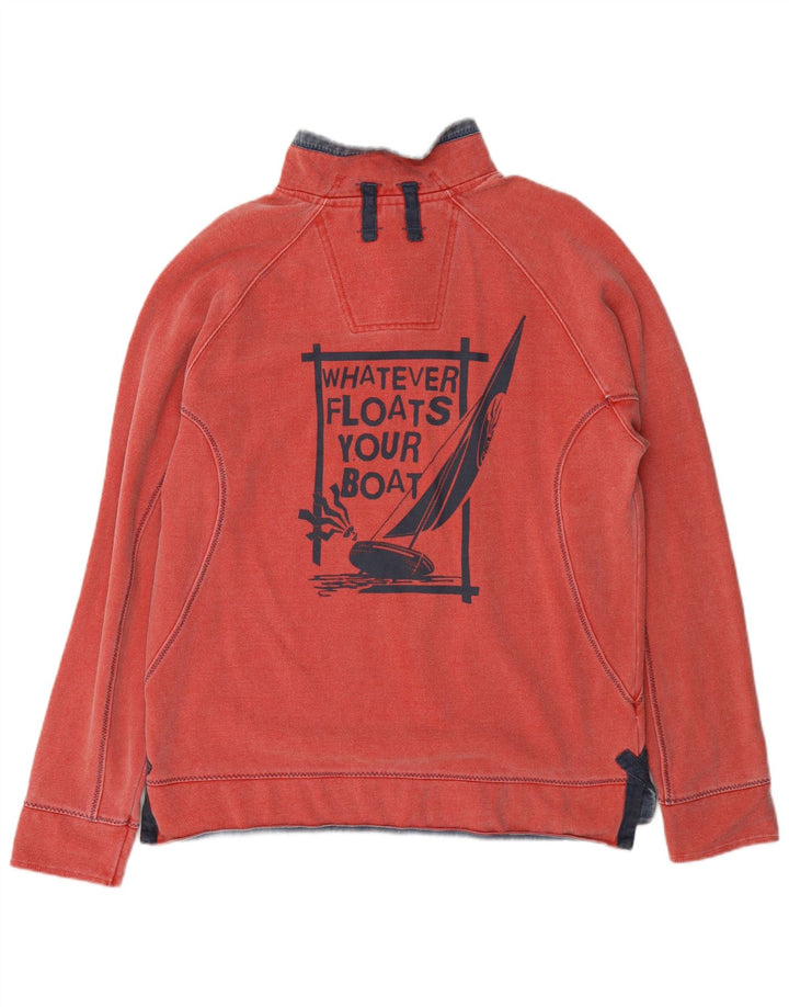 Felpa da uomo con collo con zip grafica Fat Face, maglione piccolo in cotone rosso