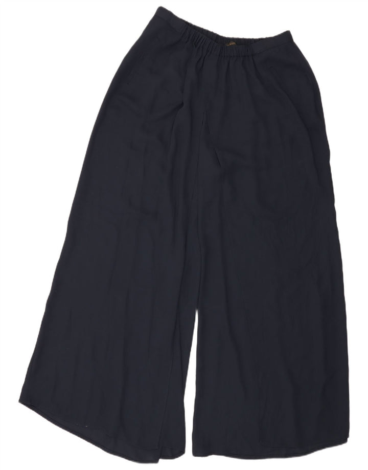 Pantaloni casual da donna a gamba larga ZARA Large W32 L31 poliestere blu navy