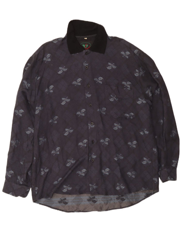 Camicia da uomo Daniel Dodd XL in poliestere a quadri blu navy