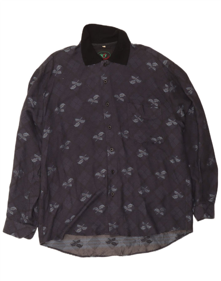 Camicia da uomo Daniel Dodd XL in poliestere a quadri blu navy
