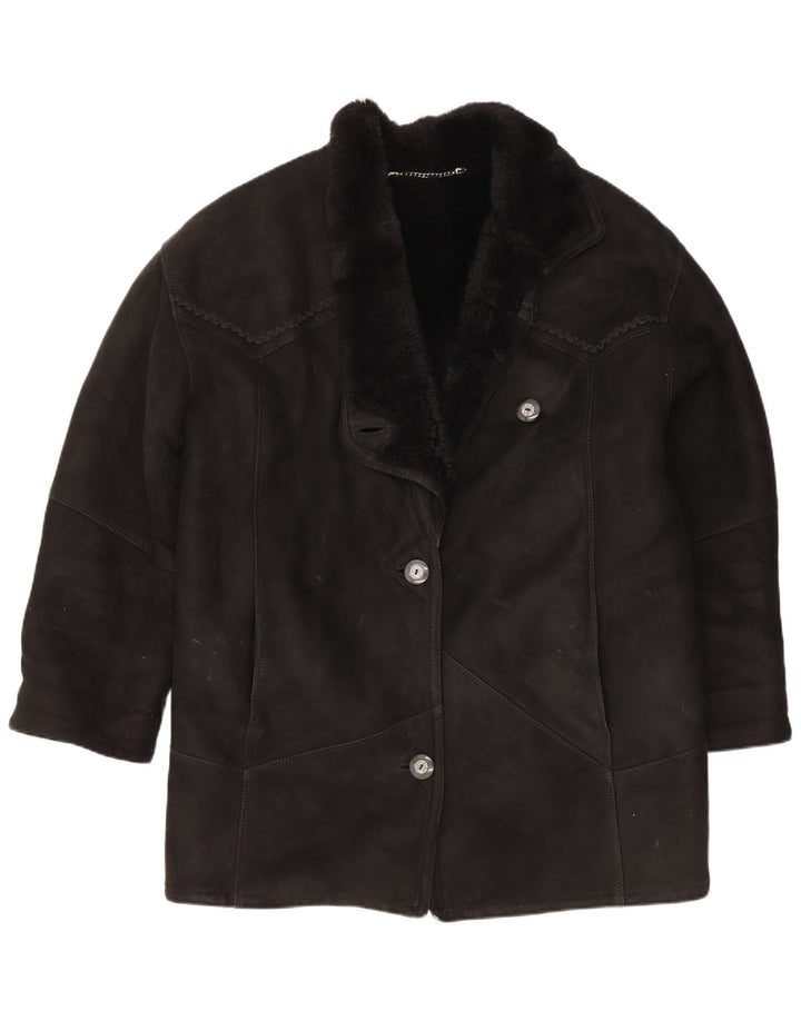 Cappotto oversize in shearling vintage da donna IT 46 Grande shearling nero