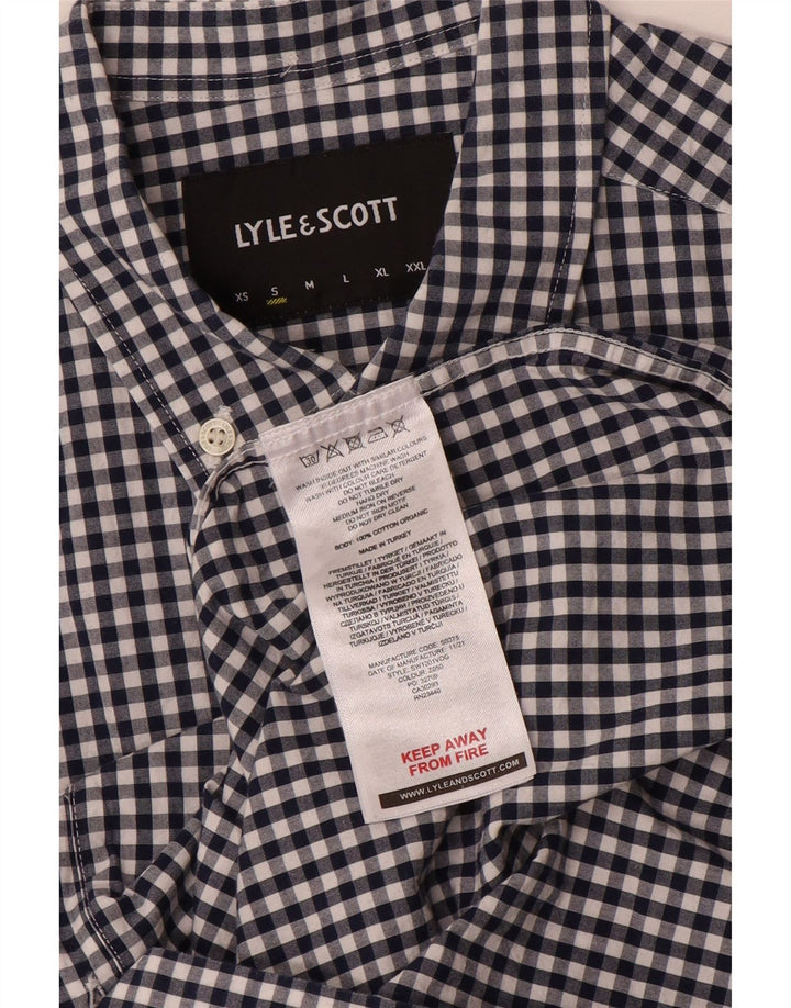 Lyle & Scott Camicia a maniche corte da uomo piccola classica in cotone a quadretti blu