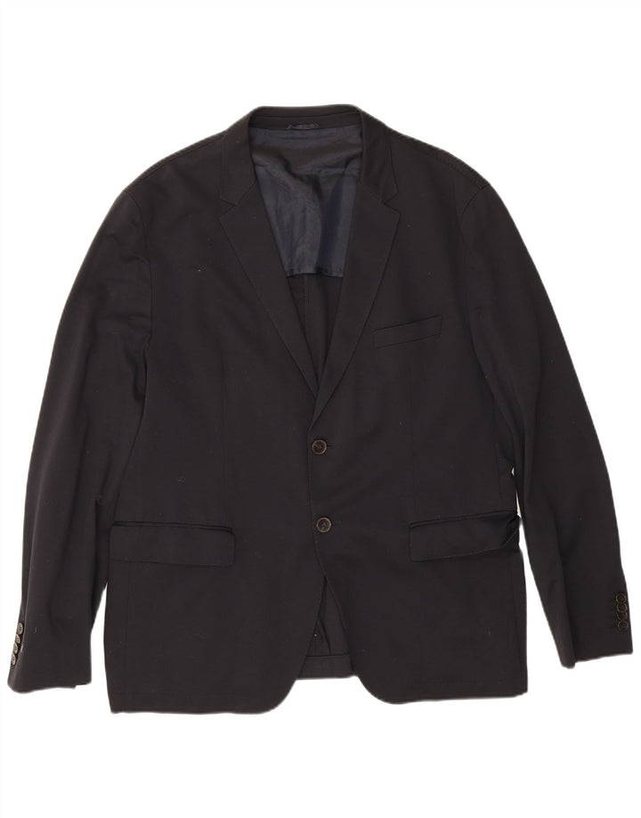 Giacca blazer da uomo a 2 bottoni Hugo Boss UK 40 grande cotone blu navy