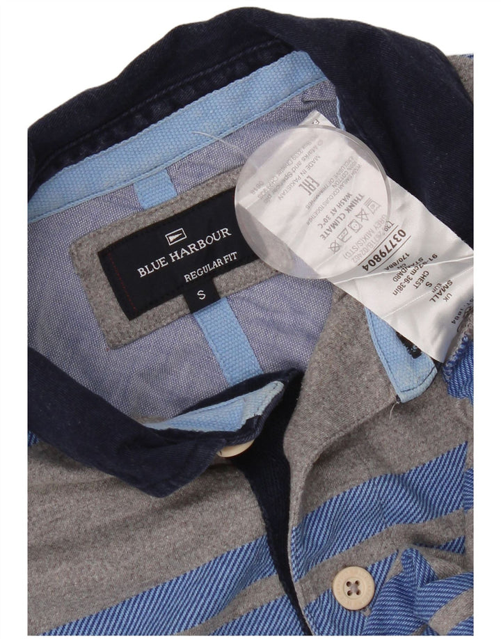 Polo da rugby a maniche lunghe da uomo Marks & Spencer piccola a righe grigie