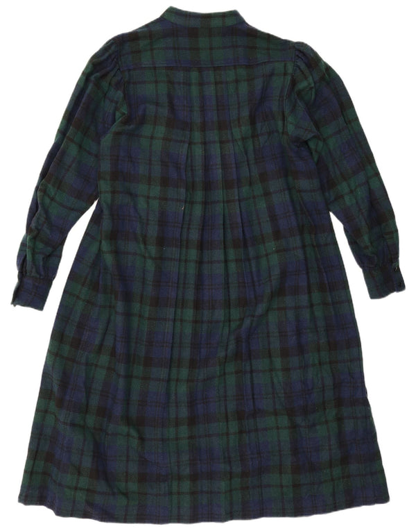 Abito lungo da donna vintage a maniche lunghe IT 42 medio a quadri multicolore