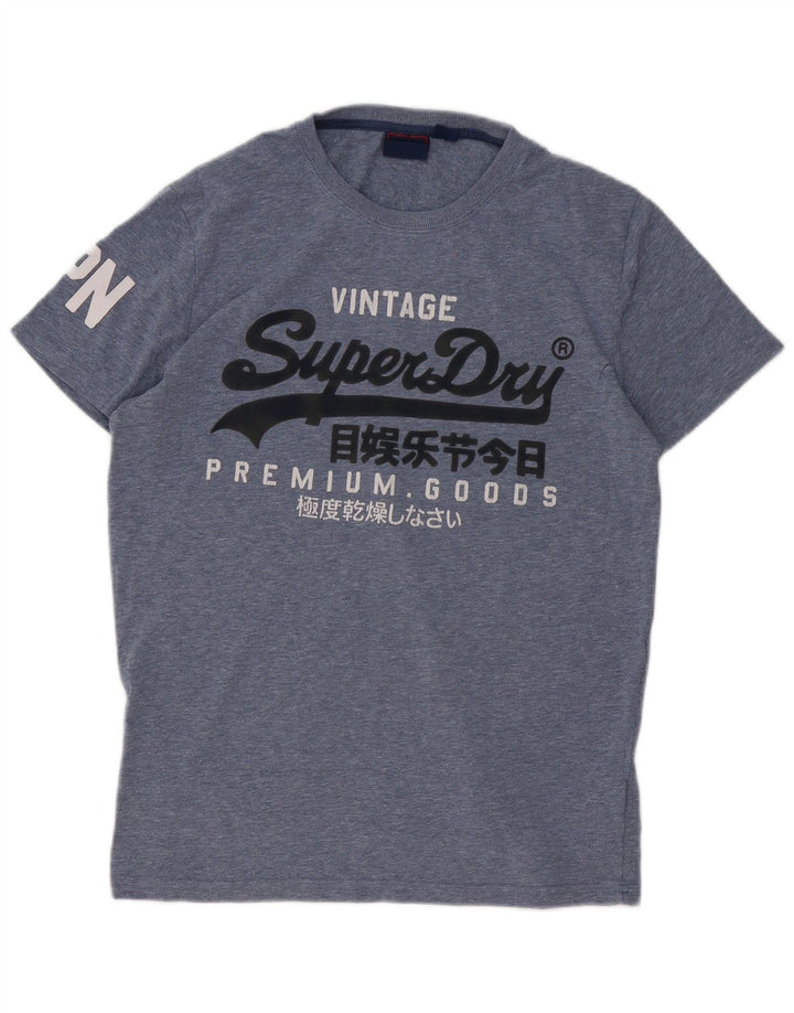 T-shirt grafica da uomo Superdry Top grande in cotone blu
