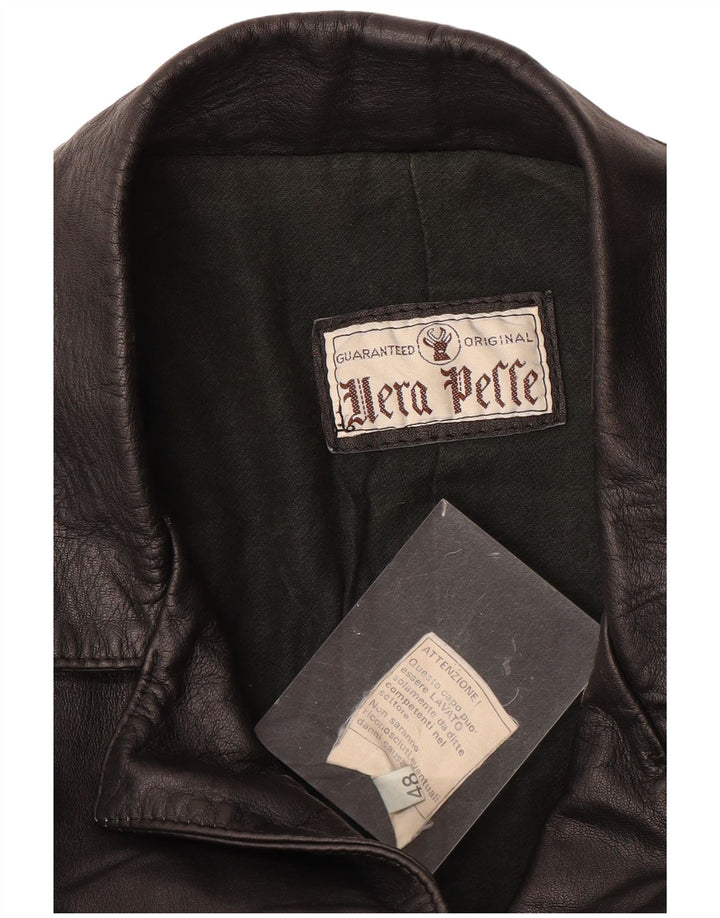 Giacca in pelle da donna vintage IT 48 XL in pelle nera