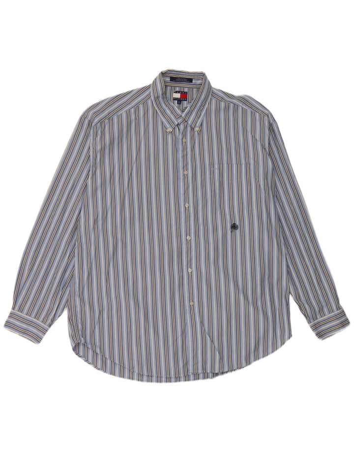 Camicia da uomo Tommy Hilfiger XL in cotone a righe blu