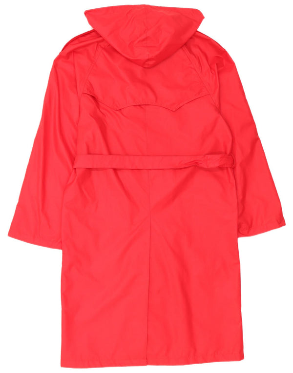 Trench con cappuccio da donna Fiorucci UK 14 nylon rosso medio