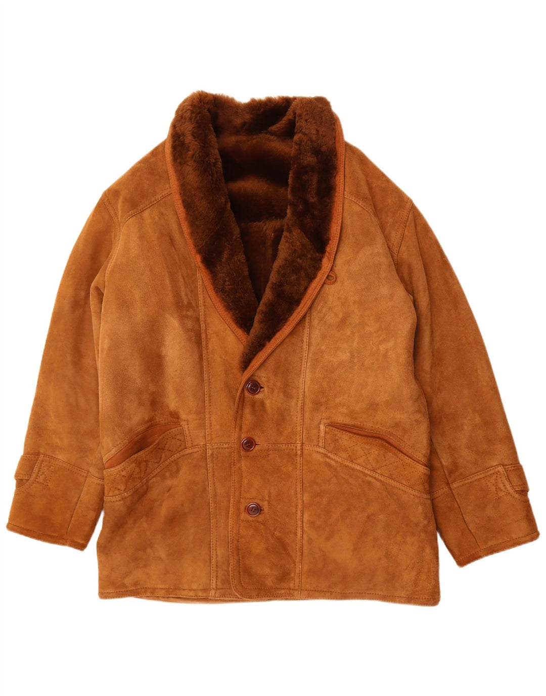 Giacca in shearling vintage da uomo UK 40 grande marrone