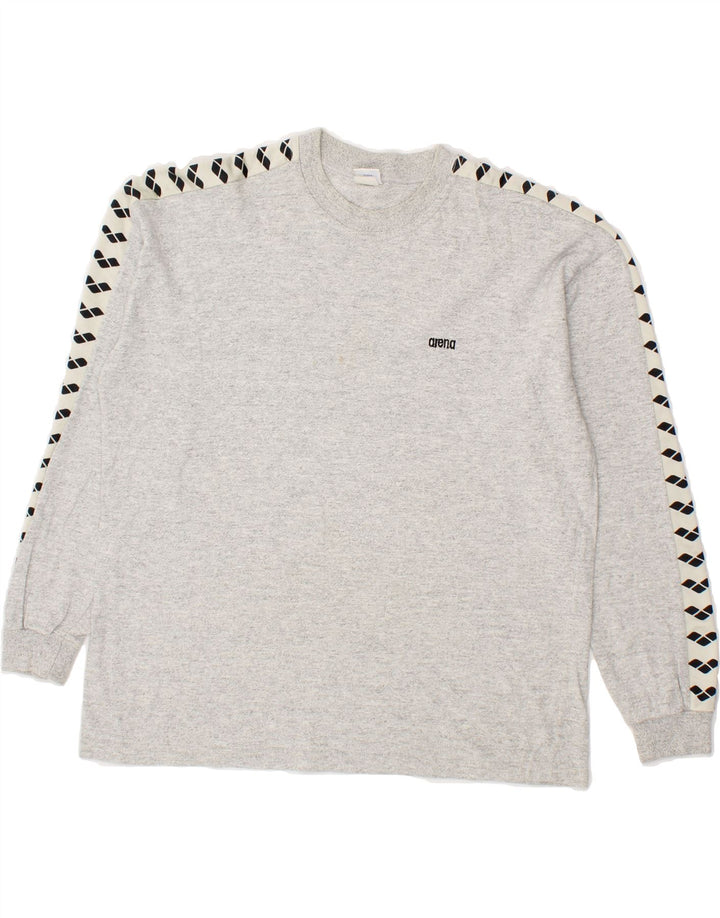 ARENA Mens Graphic Top Long Sleeve Medium Grey Colourblock Vintage Arena and Second-Hand Arena from Messina Hembry 