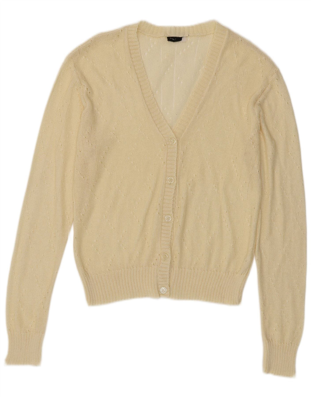 Maglione cardigan da donna vintage IT 44 acrilico giallo medio