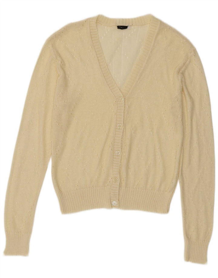Maglione cardigan da donna vintage IT 44 acrilico giallo medio