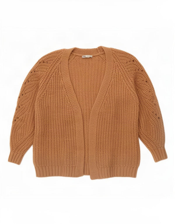 Maglione cardigan aperto oversize da donna Zara UK 6 XS acrilico marrone