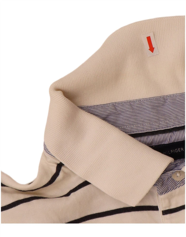 TOMMY HILFIGER Polo da uomo in cotone a righe grandi bianco sporco