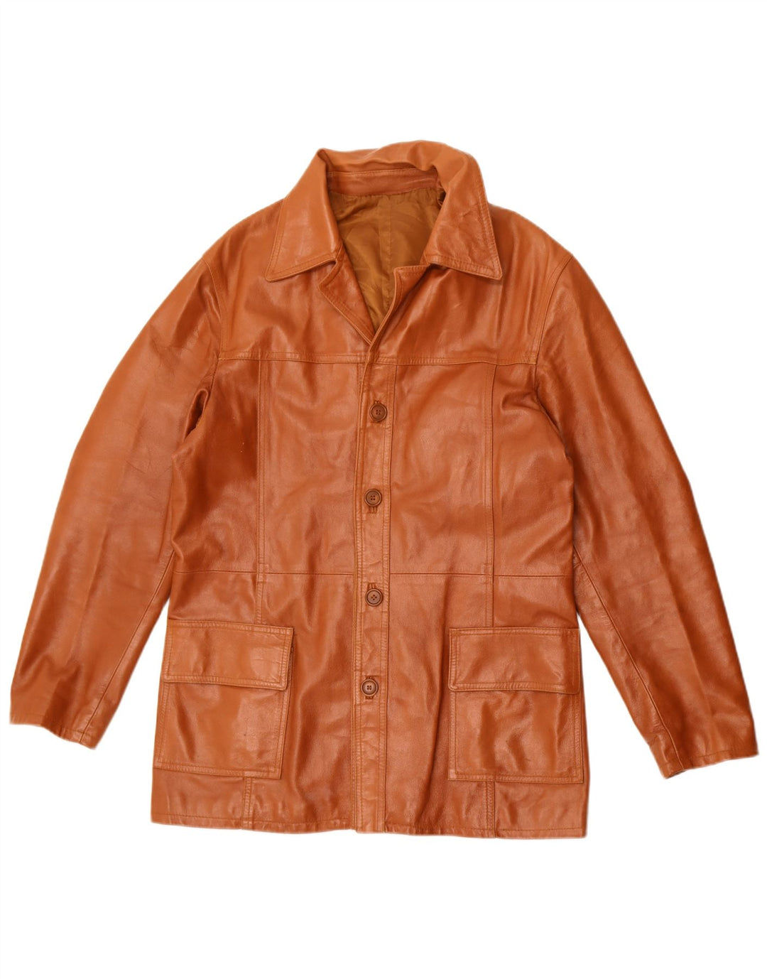 Giacca in pelle vintage da uomo UK 36 piccola marrone