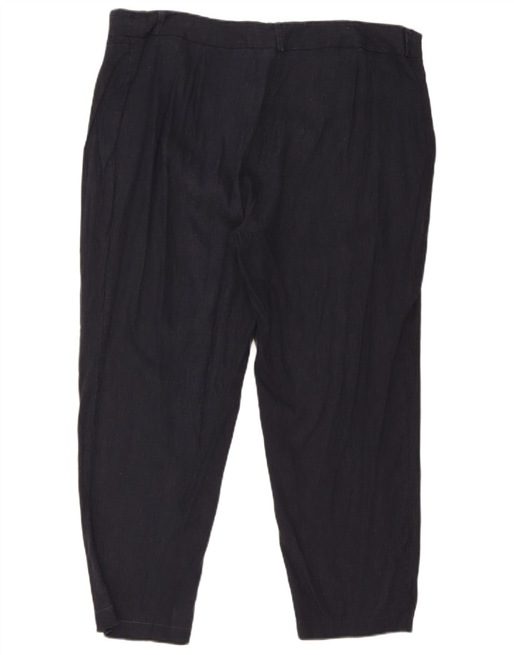 Pantaloni cropped da donna Marks & Spencer W36 L25 Lino blu navy