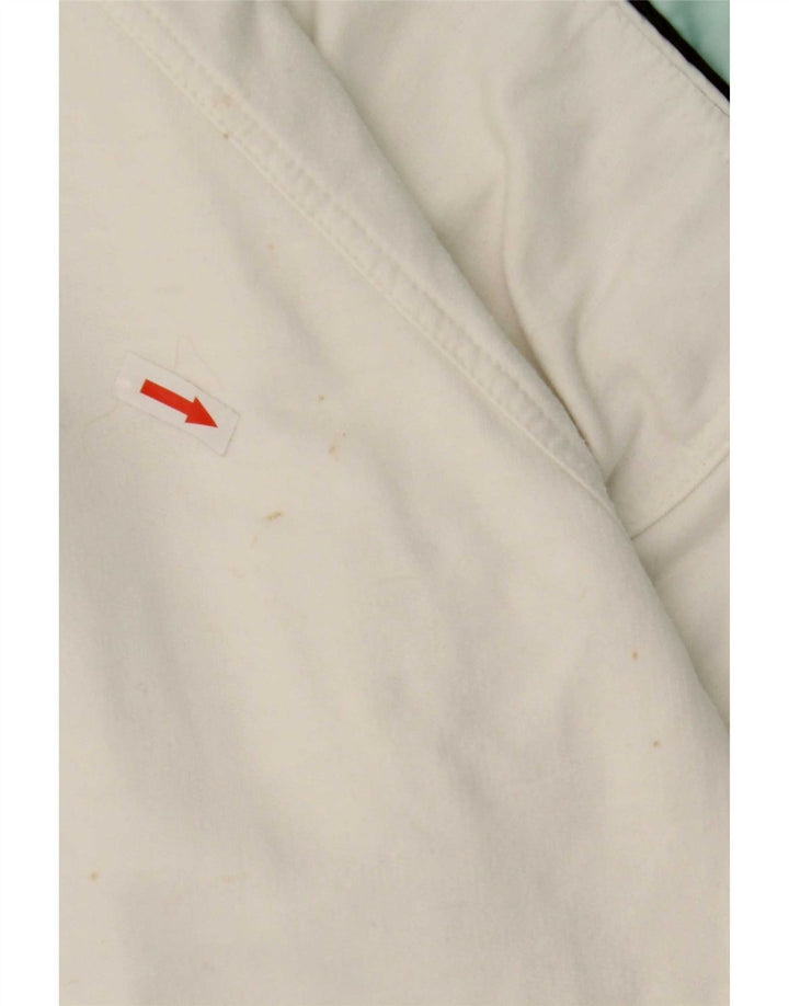 Felpa da uomo Ellesse con collo abbottonato, maglione grande, cotone color block bianco