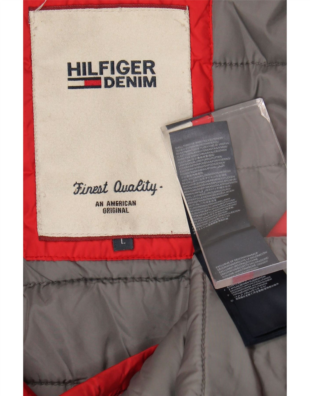 Giacca imbottita con cappuccio da uomo Tommy Hilfiger UK 40 Large Red Nylon