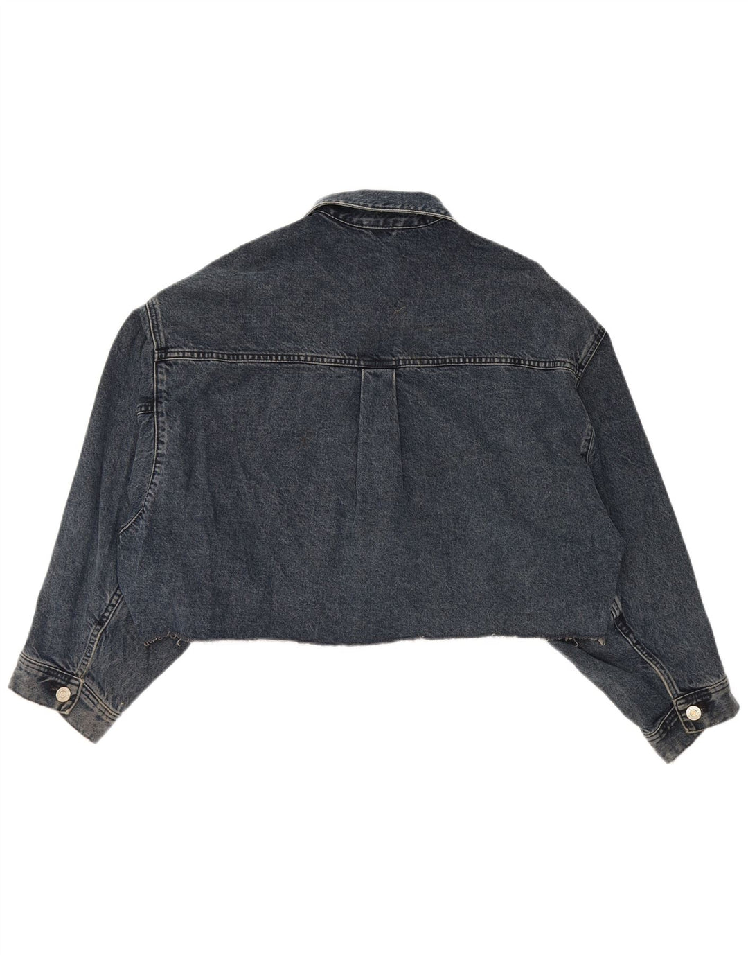 Giacca di jeans oversize corta da donna Zara UK 14 cotone blu navy medio