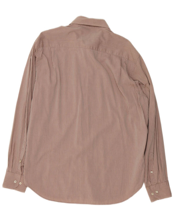 Camicia da uomo TRUSSARDI taglia 42 16 1/2 grande cotone gessato marrone