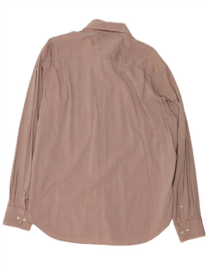 Camicia da uomo TRUSSARDI taglia 42 16 1/2 grande cotone gessato marrone