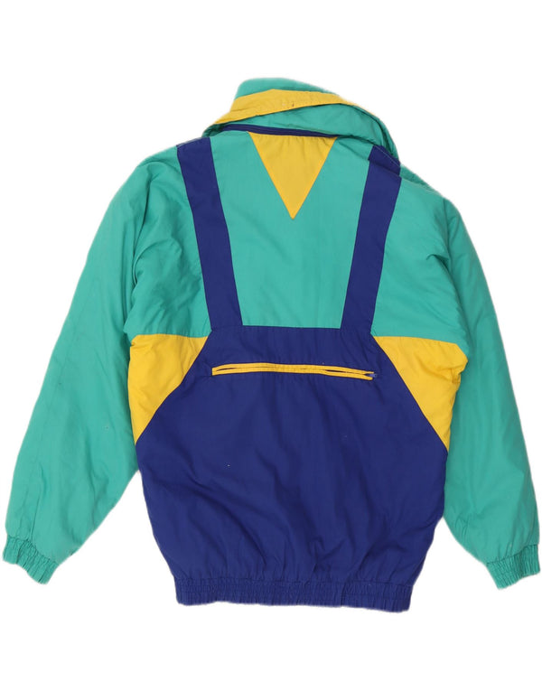 Giacca da sci vintage da uomo con cappuccio UK 38 Colorblock medio multicolore