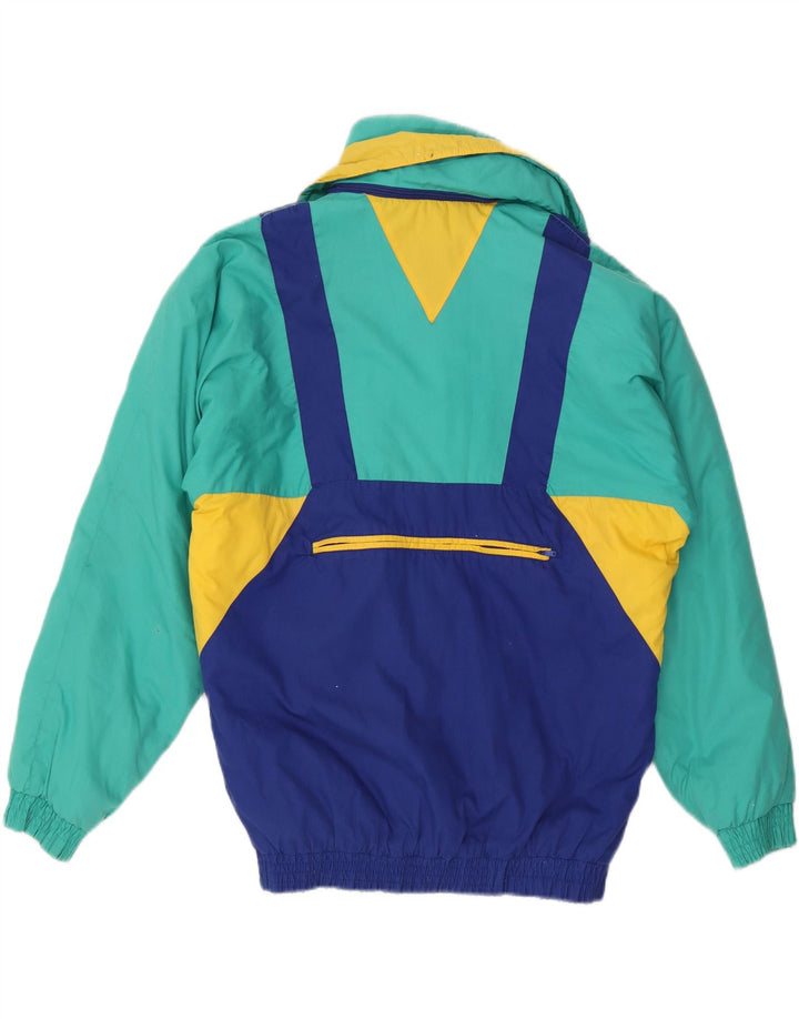 Giacca da sci vintage da uomo con cappuccio UK 38 Colorblock medio multicolore