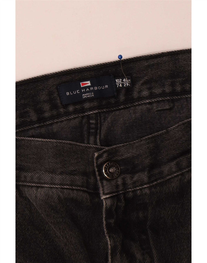 Jeans dritti da uomo Marks & Spencer Blue Harbour W40 L29 cotone nero