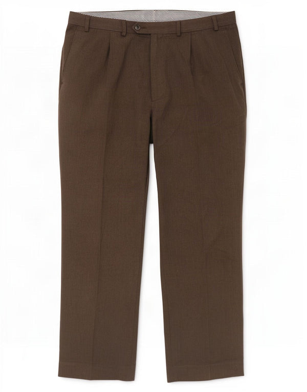 Pantaloni casual da uomo Marks & Spencer su misura W38 L31 poliestere marrone