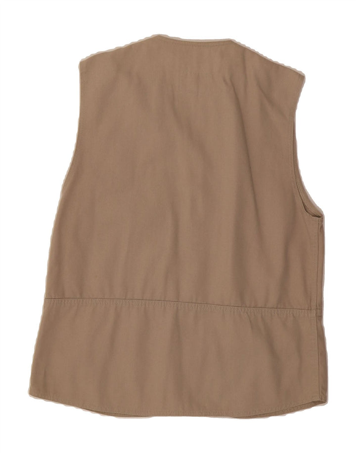 VINTAGE Mens Utility Gilet UK 38 Medium Beige Cotton Vintage Vintage and Second-Hand Vintage from Messina Hembry 