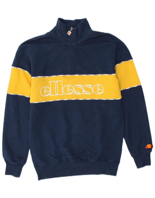 Ellesse Womens Oversized Graphic Sweatshirt Jumper UK 6 XS Navy Blue
