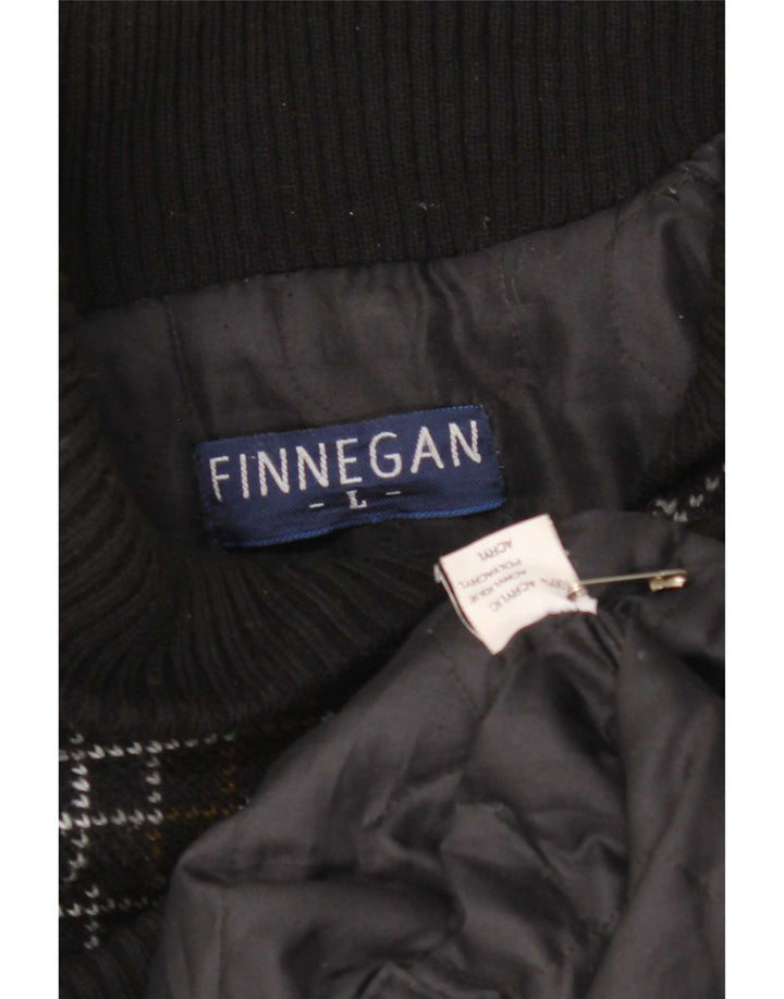 Maglione cardigan da uomo Finnegan grande acrilico nero Fair Isle